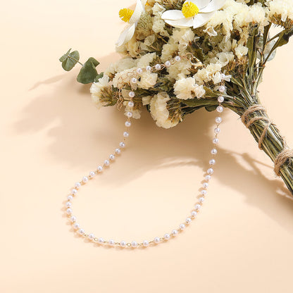 Pearl and 18K Gold-Plated Chain Necklace, gold pendant necklace for women, vintage-inspired design, side view
