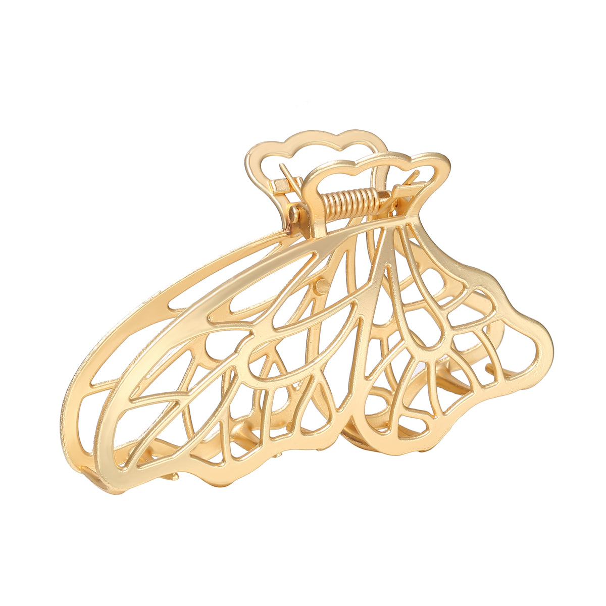 18K Gold-Plated Openwork Butterfly Wings Hair Clip, elegant gift for her, front view
