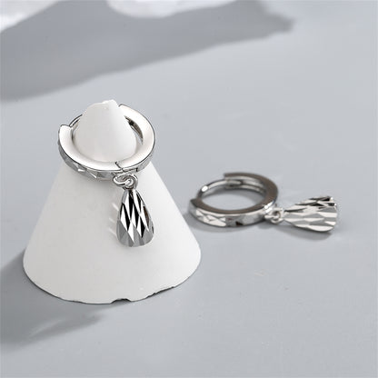 Silver-Plated Drop Huggie Earring, silver huggie earrings, elegant gift for her, side view