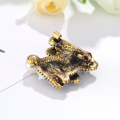 Gemstone and 18k Gold-Plated Rabbit Brooch, gold brooch pin, dainty minimalist design, side view