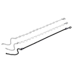 Black Acrylic & Silver-Plated Star Station Anklet Set