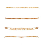 Goldtone Figaro Chain Anklet Set
