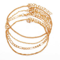 Goldtone Figaro Chain Anklet Set