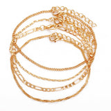 Goldtone Figaro Chain Anklet Set