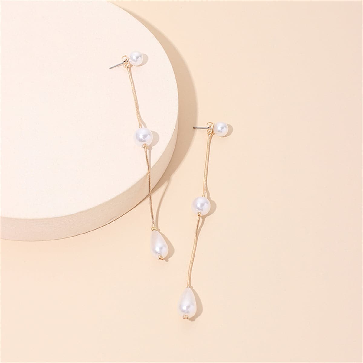 Pearl & 18K Gold-Plated Long Linear Drop Earrings