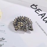 Cubic Zirconia & Silver-Plated Open Hedgehog Brooch