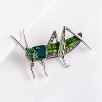 Cubic Zirconia & Silver-Plated Locust Brooch