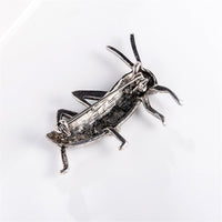 Cubic Zirconia & Silver-Plated Locust Brooch