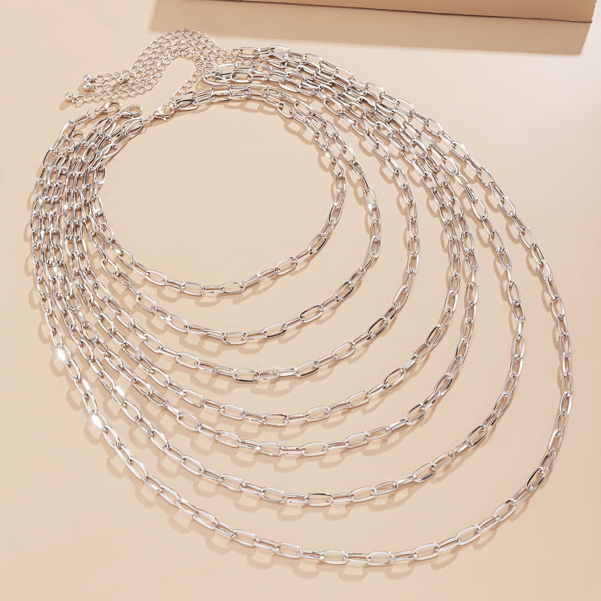 Silver-Plated Layered Cable Chain Necklace Set, jewelry gift sets for women, vintage-inspired design, lifestyle look