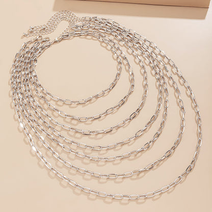 Silver-Plated Layered Cable Chain Necklace Set, jewelry gift sets for women, vintage-inspired design, lifestyle look