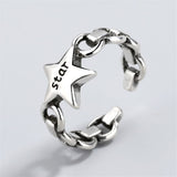 Silver-Plated 'Star' Chain Open Ring