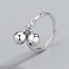 Silver-Plated Double Bell Adjustable Ring