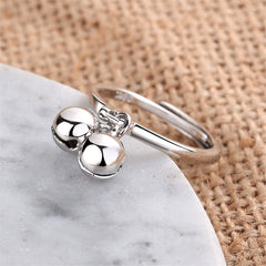 Silver-Plated Double Bell Adjustable Ring