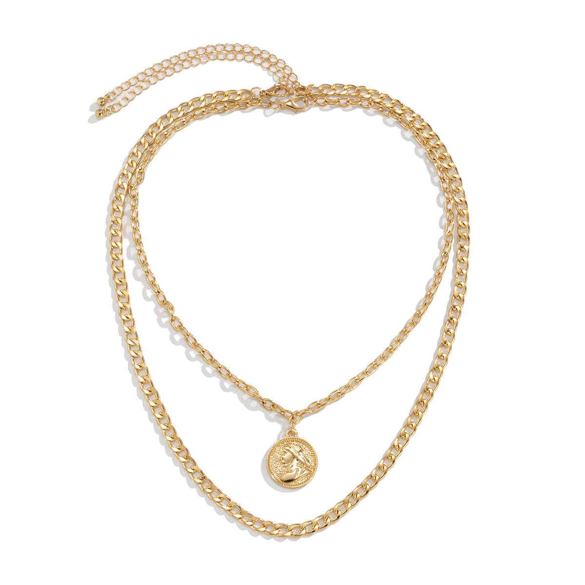 18K Gold-Plated Curb Chain & Coin Pendant Necklace