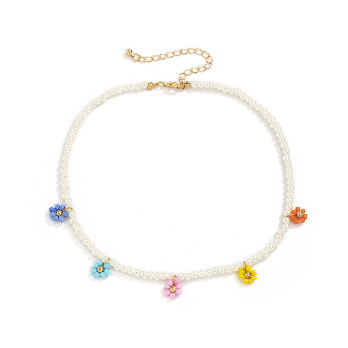 Multicolor Howlite and Pearl 18K Gold-Plated Floral Choker Necklace, gold pendant necklace for women, lifestyle look