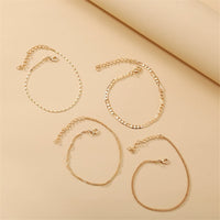 Goldtone Figaro Chain Anklet Set
