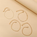 Goldtone Figaro Chain Anklet Set
