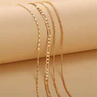 Goldtone Figaro Chain Anklet Set