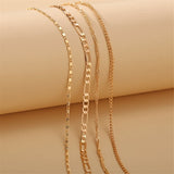 Goldtone Figaro Chain Anklet Set