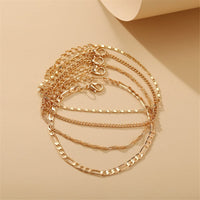 Goldtone Figaro Chain Anklet Set