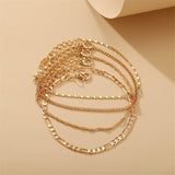 Goldtone Figaro Chain Anklet Set
