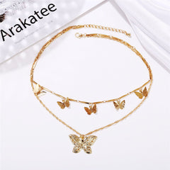 18K Gold-Plated Butterfly Layered Necklace