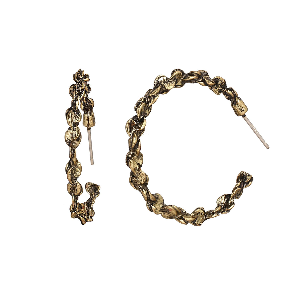 Elegant 18K gold-plated hoop earrings with a unique chain design, perfect for adding a touch of sophistication to any outfit.