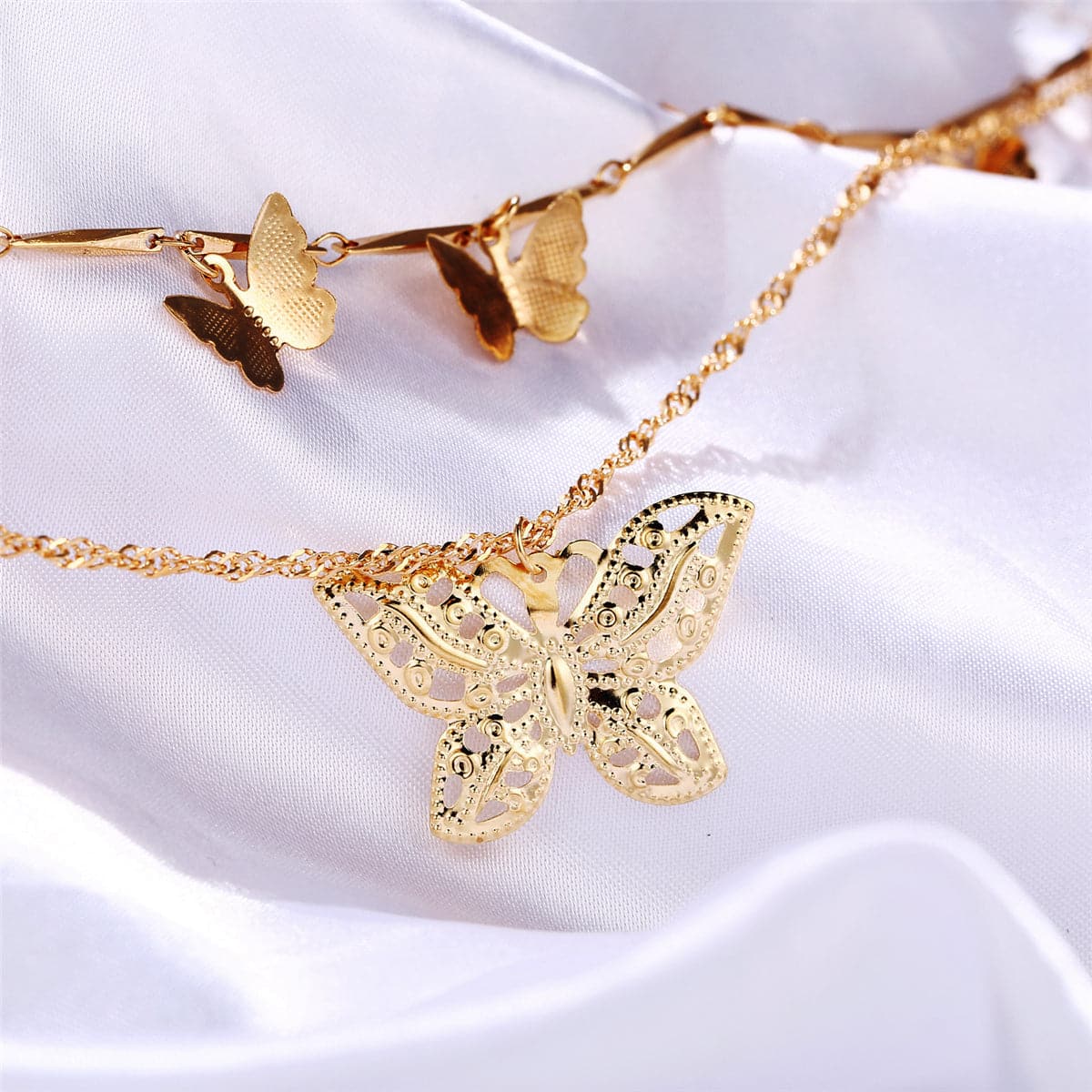 18K Gold-Plated Butterfly Layered Necklace