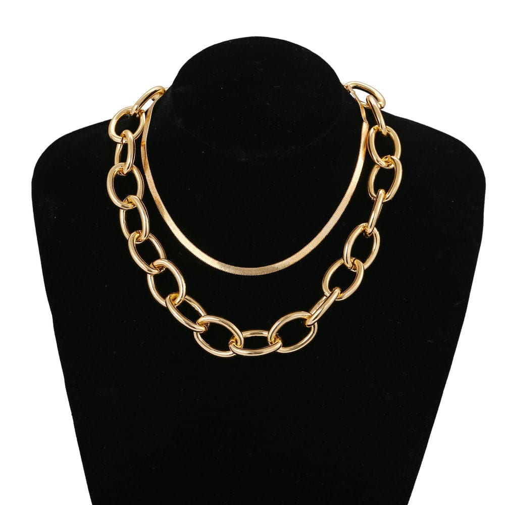 18K Gold-Plated Cable Chain Layered Necklace, gold pendant necklace for women, everyday style, styled look