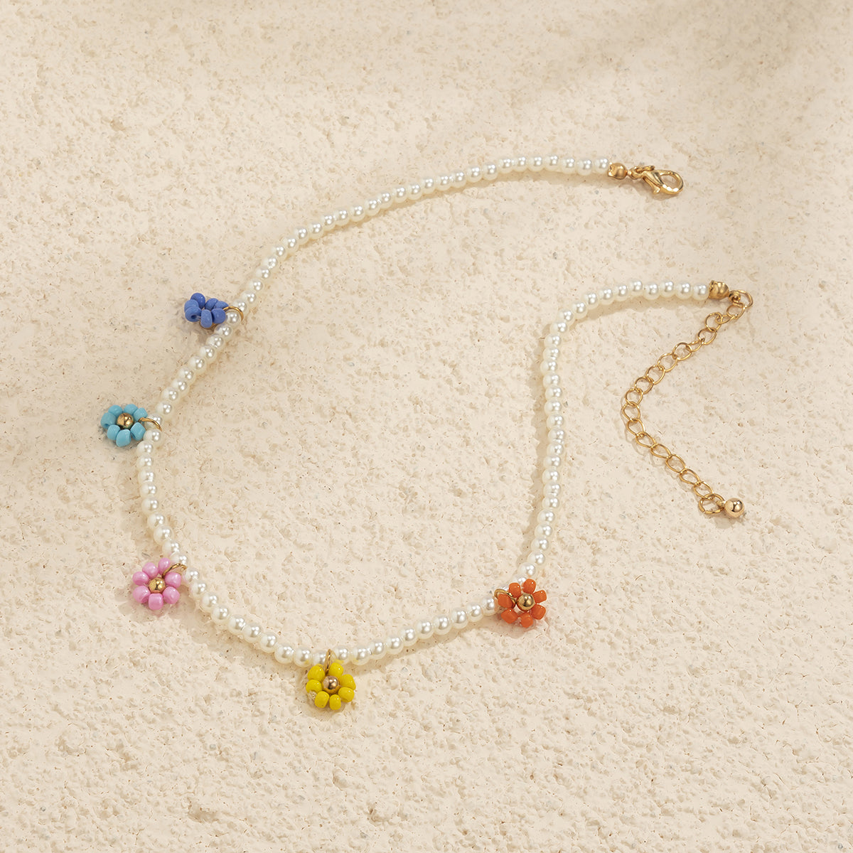 Multicolor Howlite & Pearl 18K Gold-Plated Floral Choker Necklace