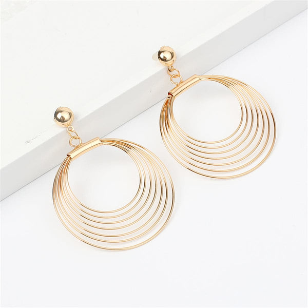 Goldtone Layer Wave Drop Earrings