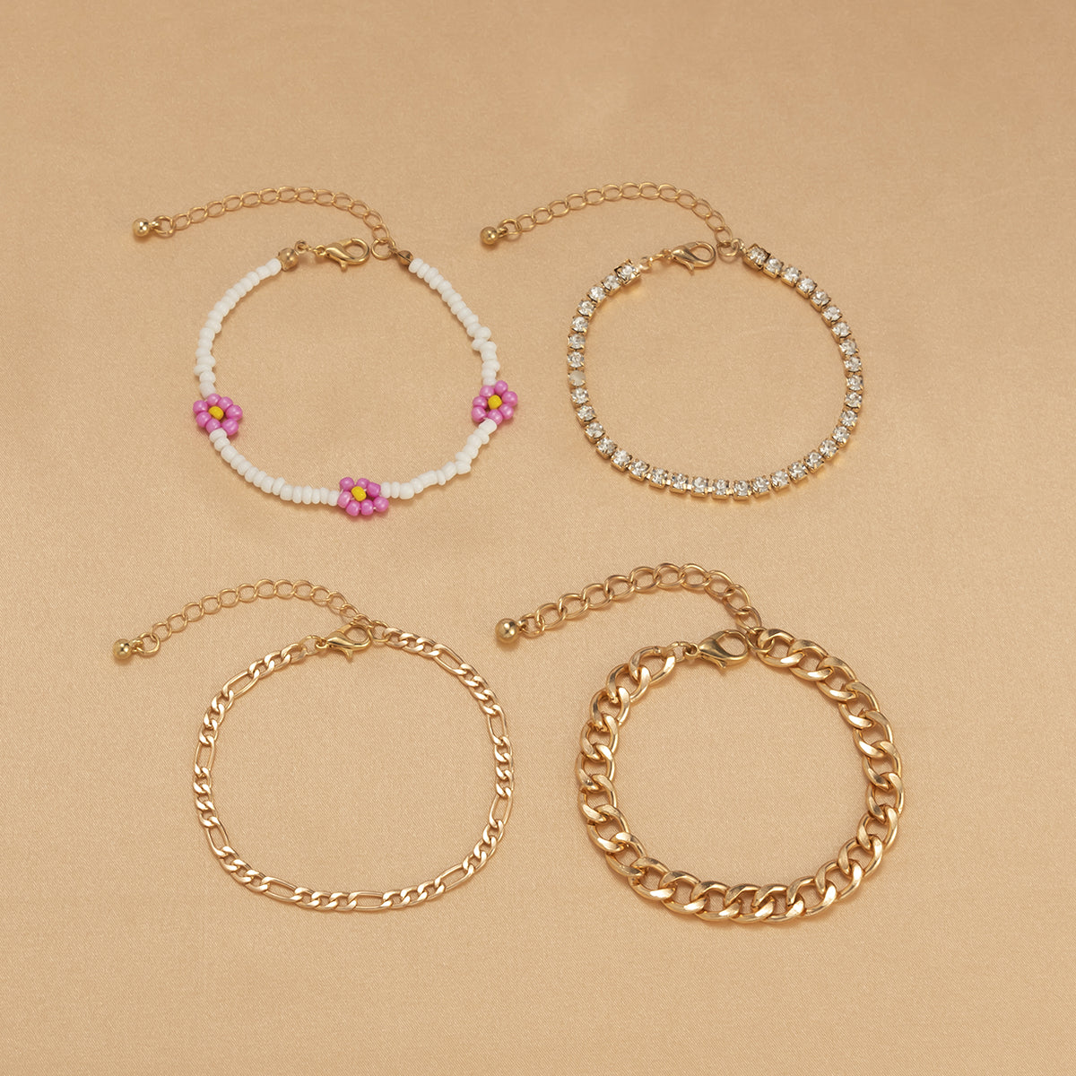 Howlite and Cubic Zirconia 18K Gold-Plated Mum Station Bracelet Set, jewelry gift sets for women, lifestyle look
