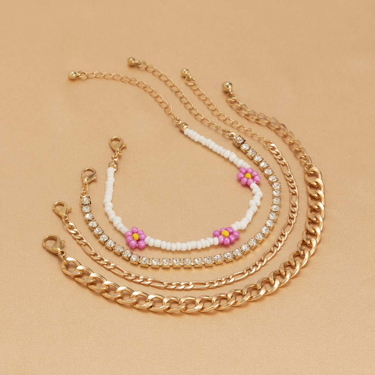 Howlite and Cubic Zirconia 18K Gold-Plated Mum Station Bracelet Set, jewelry gift sets for women, styled look