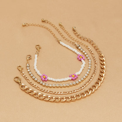 Howlite and Cubic Zirconia 18K Gold-Plated Mum Station Bracelet Set, jewelry gift sets for women, styled look