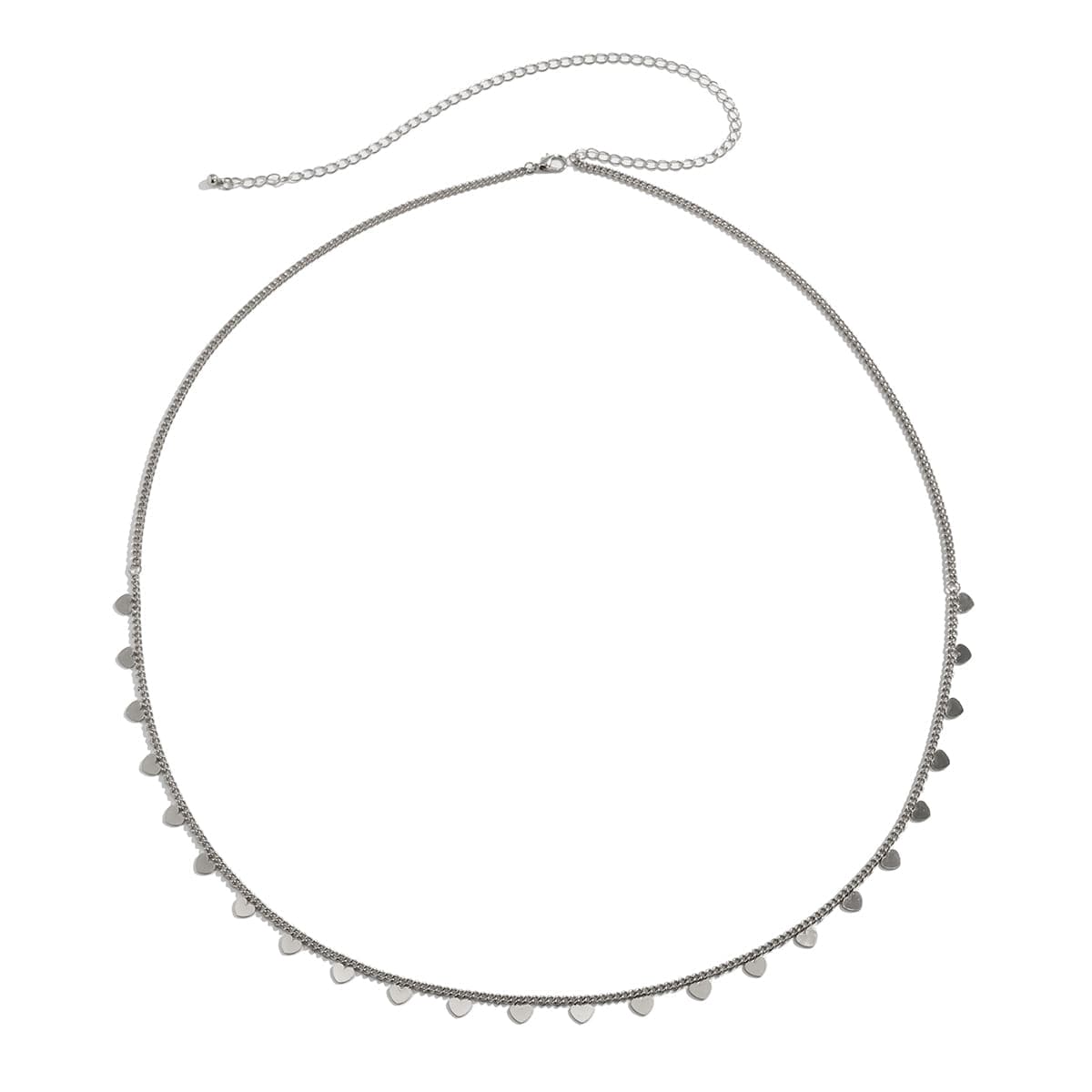 Silver-Plated Heart Station Waist Chain