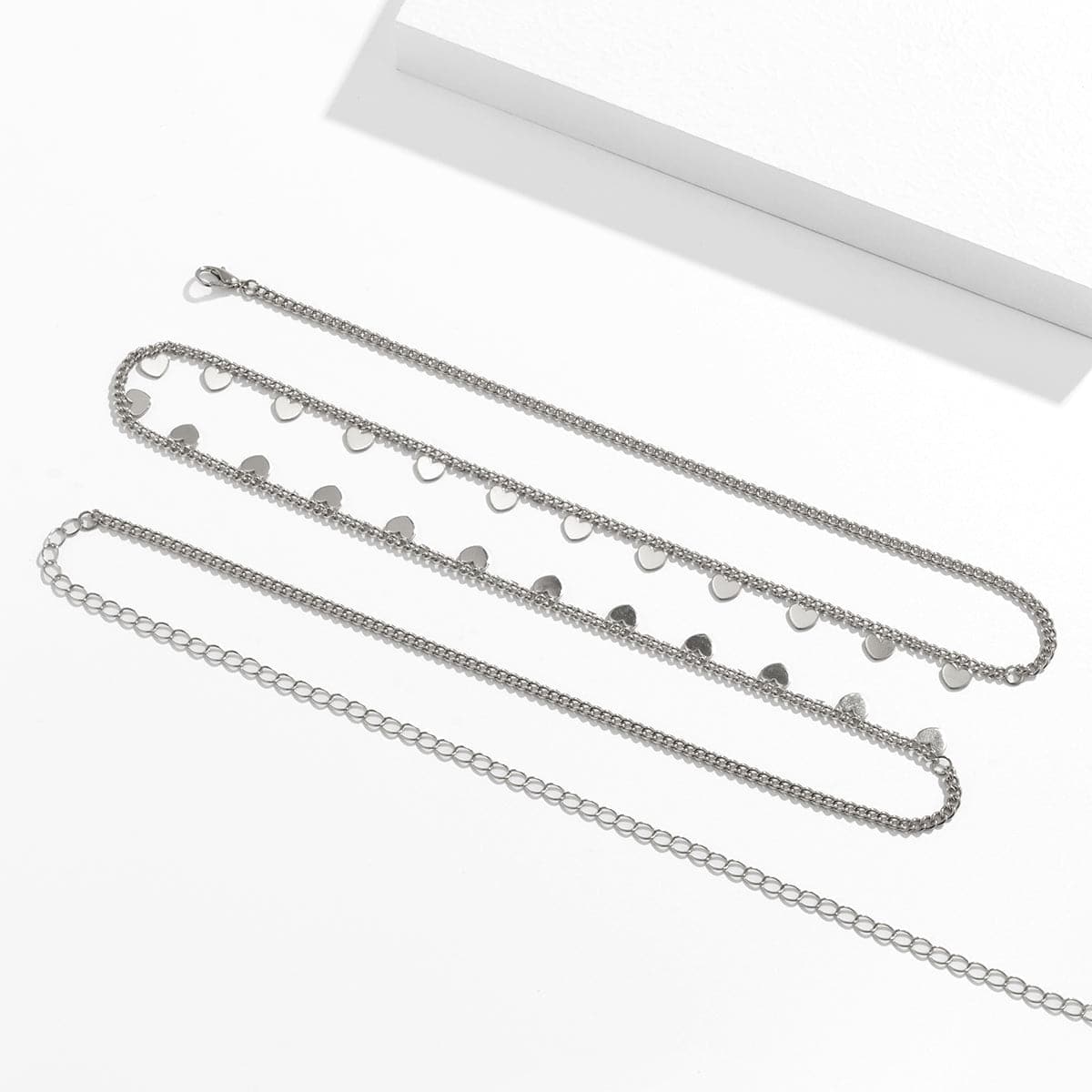 Silver-Plated Heart Station Waist Chain