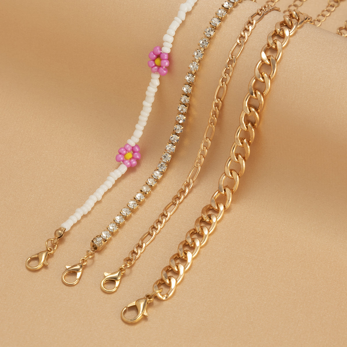 Howlite & Cubic Zirconia 18K Gold-Plated Mum Station Bracelet Set