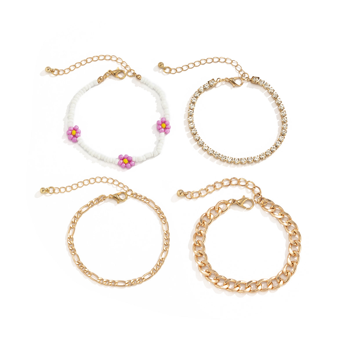 Howlite & Cubic Zirconia 18K Gold-Plated Mum Station Bracelet Set