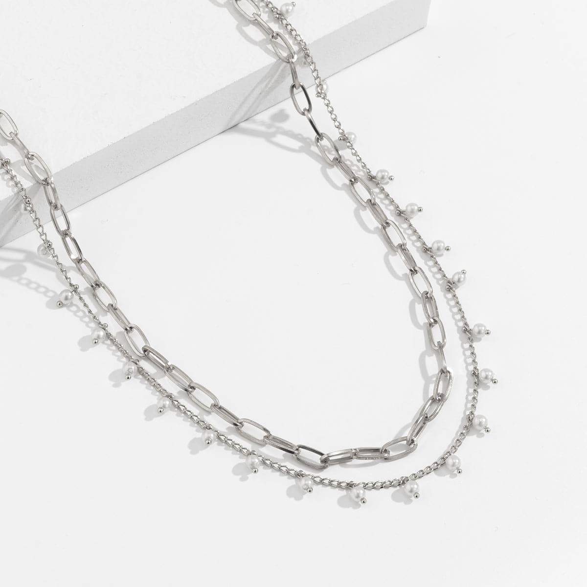 Pearl & Silver-Plated Layered Waist Chain