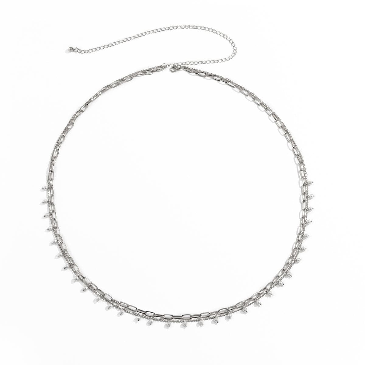 Pearl & Silver-Plated Layered Waist Chain