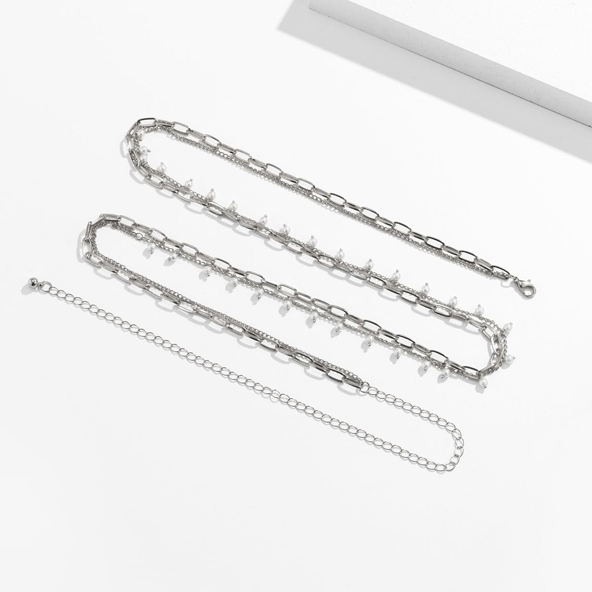 Pearl & Silver-Plated Layered Waist Chain