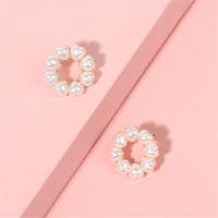Heart-Shape Pearl & 18k Gold-Plated Circle Stud Earrings