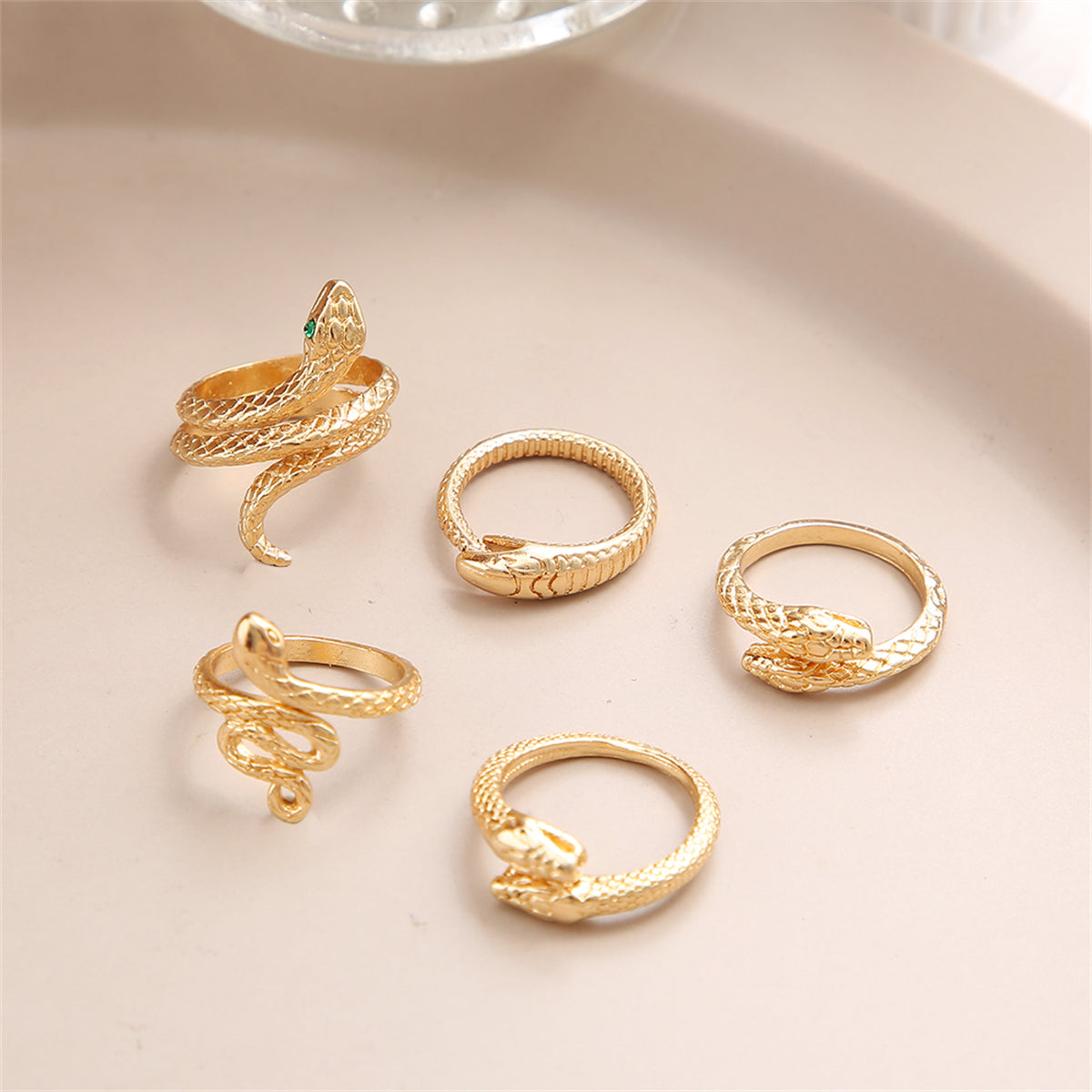 18K Gold-Plated Snake Ring Set, jewelry gift sets for women, elegant gift for her, lifestyle look