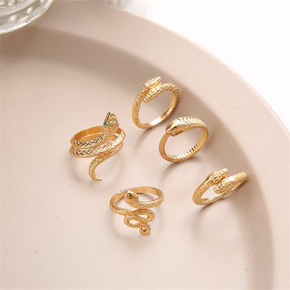 18K Gold-Plated Snake Ring Set, jewelry gift sets for women, elegant gift for her, styled look