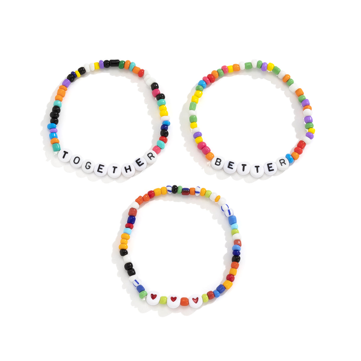 Howlite and Acrylic 'Better Together' Three-Piece Stretch Bracelet Set, jewelry gift sets for women, detail close-up