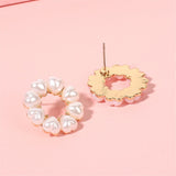 Heart-Shape Pearl & 18k Gold-Plated Circle Stud Earrings