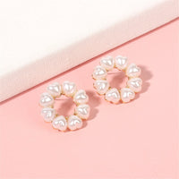 Heart-Shape Pearl & 18k Gold-Plated Circle Stud Earrings