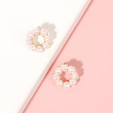 Heart-Shape Pearl & 18k Gold-Plated Circle Stud Earrings