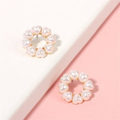 Heart-Shape Pearl & 18K Gold-Plated Circle Stud Earrings