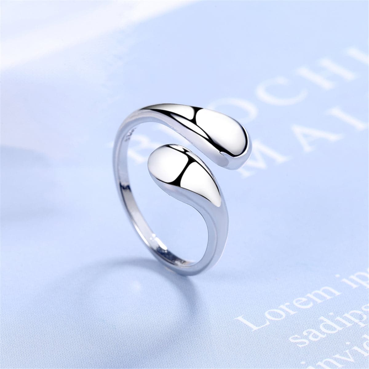 Silver-Plated Teardrop Bypass Ring